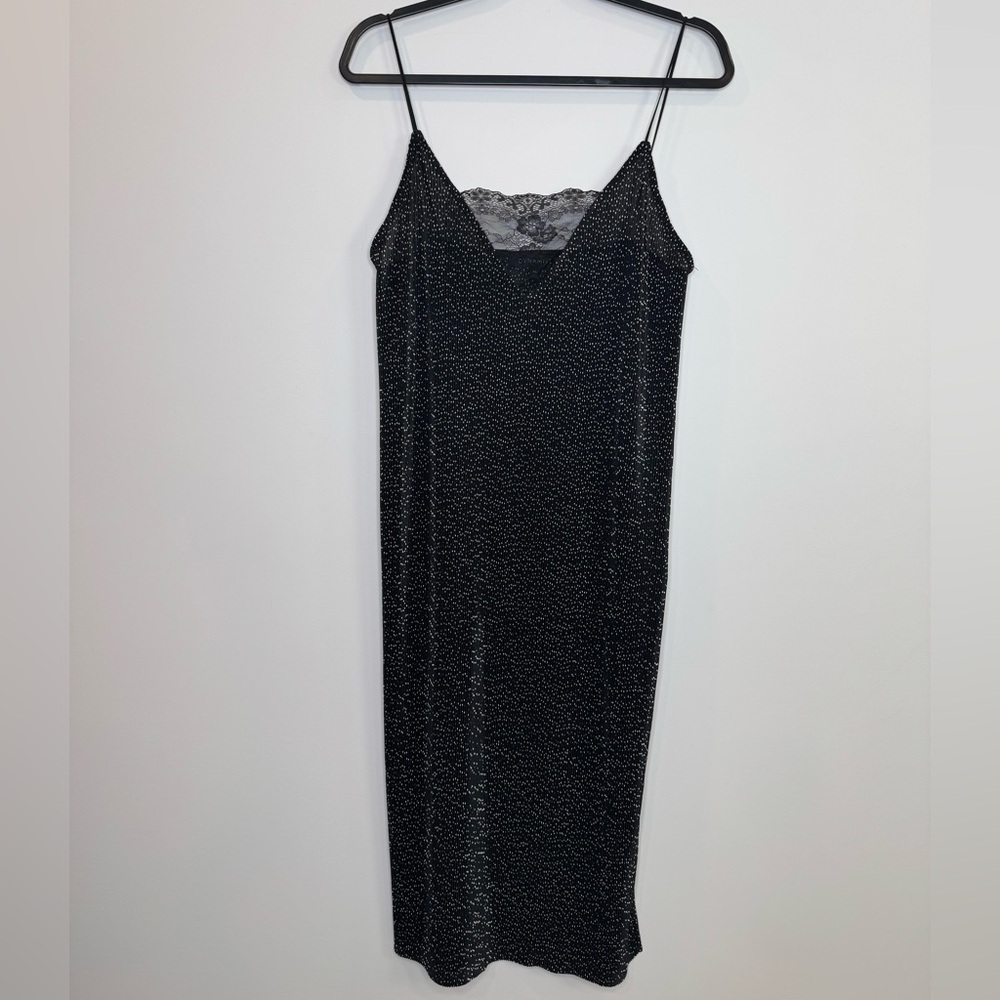 Elegant Black Lace Trim Slip Dress